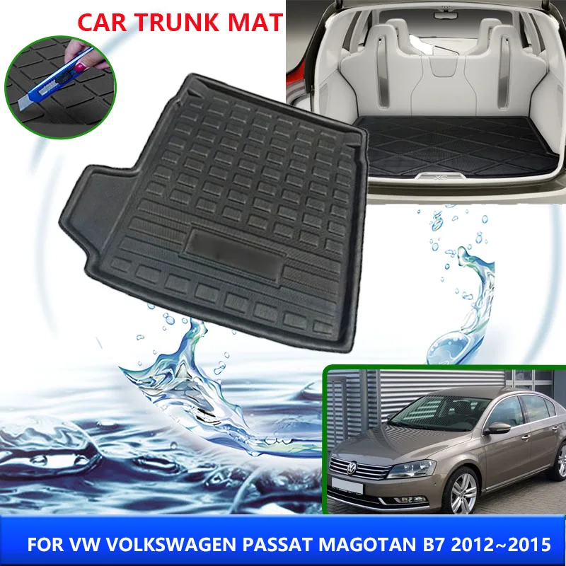 Trunk Mat For VW Volkswagen Passat Magotan B7 2012 2013 2014 2015 Rear Trunk Liner Cargo Floor Tray Carpet Mud Pad Accessories