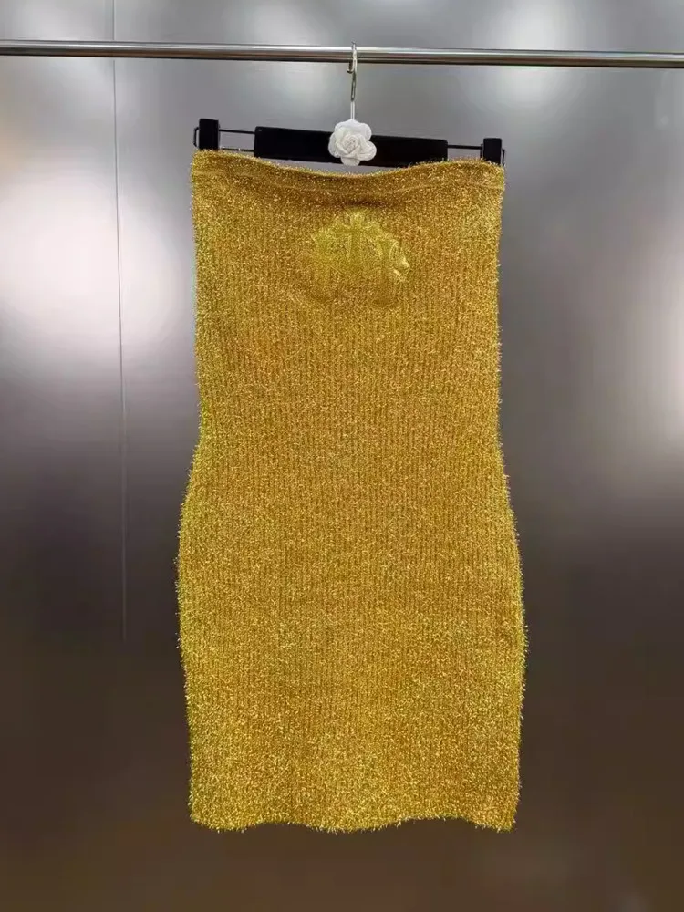 DFDG Damska Letnia Turkusowa Sukienka Bez Ramiączek z Cekinami, Obcisła Mini Sukienka, Błyszcząca Sukienka na Imprezę, Modna Sukienka Klubowa 2025, Kobieca Moda