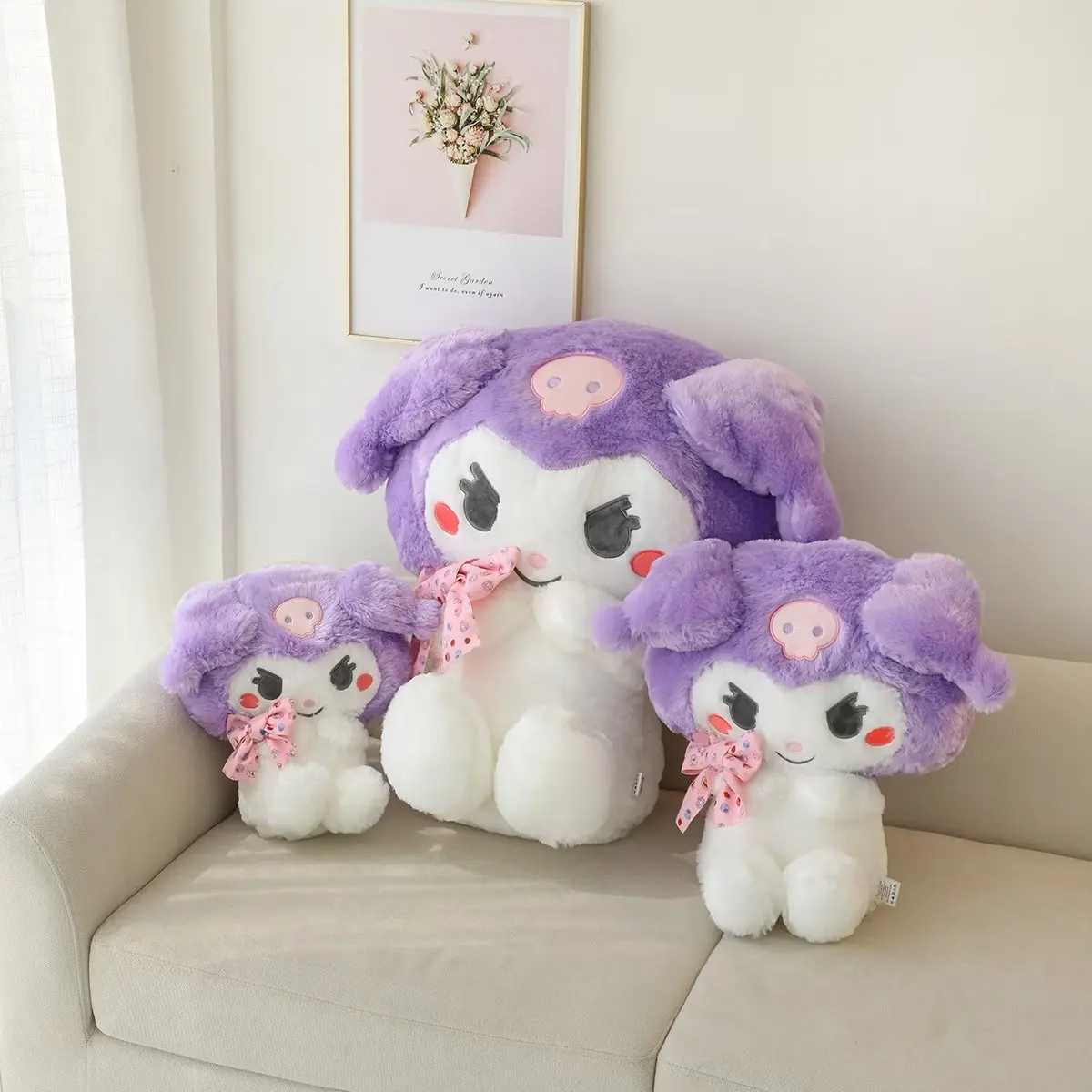 

Японское аниме Sanrio Kuromi, плюшевая игрушка, милая мягкая набивная мультяшная плюшевая кукла, декор для комнаты, кавайные плюшевые подушки, рождественские подарки