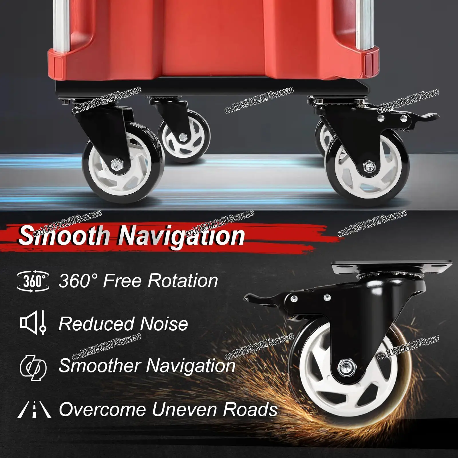 Heavy Duty Toolbox Truck for Toolboxes with Thickened Carbon Steel Frame and With Braking System