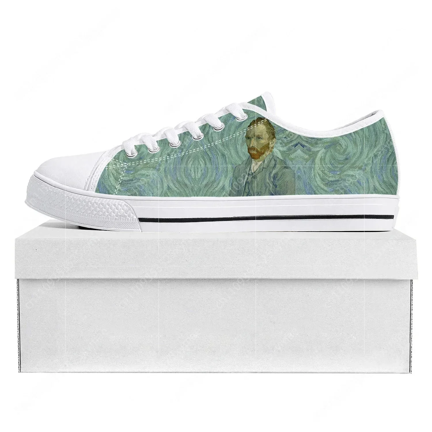 

Van Gogh Oil Paint Self Portrait Low Top High Quality Sports Shoes Men Ladies Teenagers Canvas Shoes Couple Custom Shoes