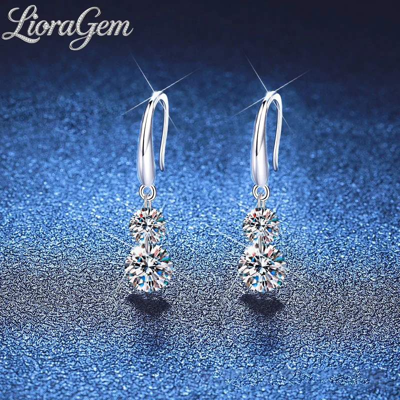 

Серьги-крючки LioraGem с муассанитом 3 карата в форме тыквы, модные серьги с кисточками и бриллиантами, платина PT950