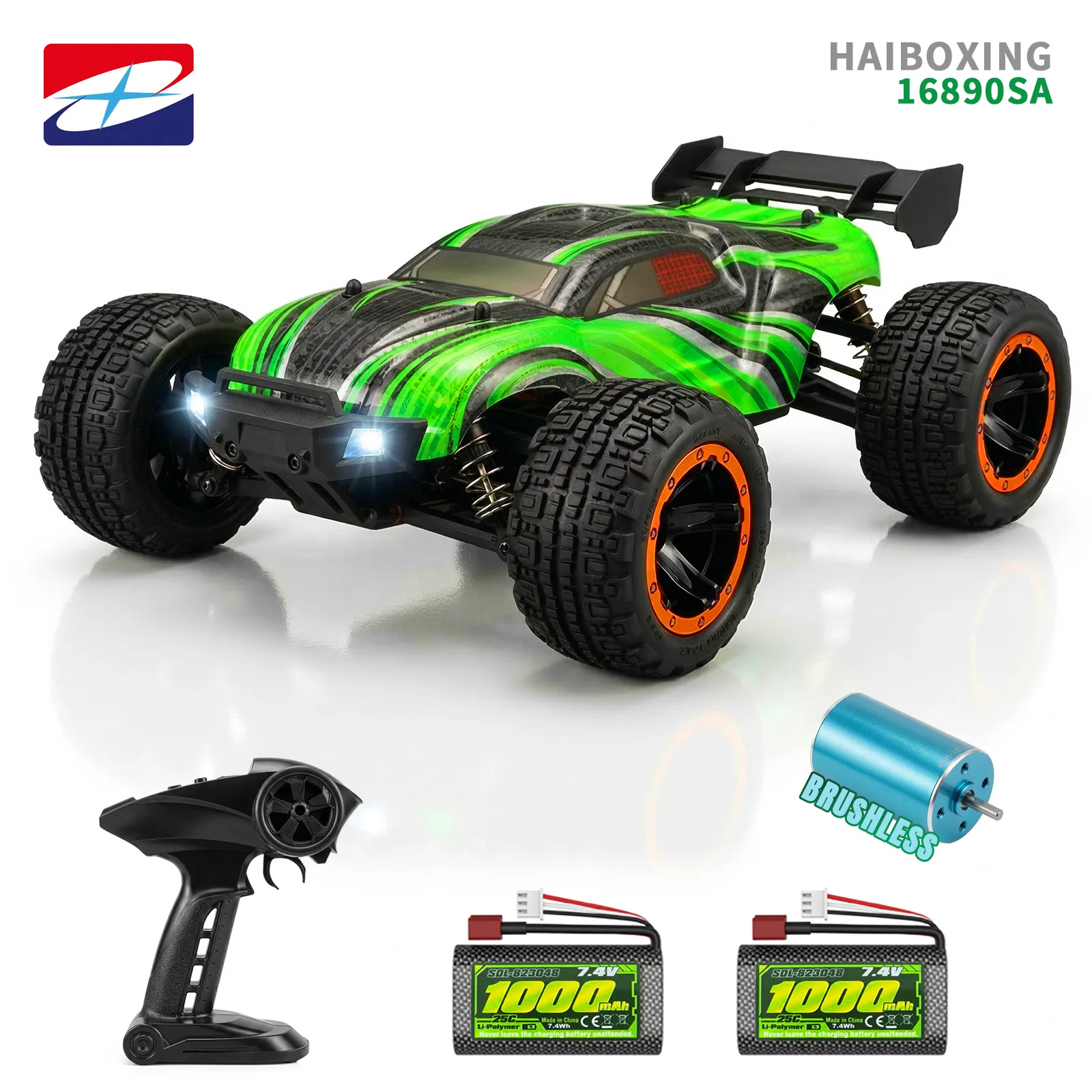 HAIBOXING 16890SA 1:16 Brushless RC Truck,4WD Off-Road RC Car with LED Light,Max 30MPH,Waterproof ESC,Suitable for All Terrains