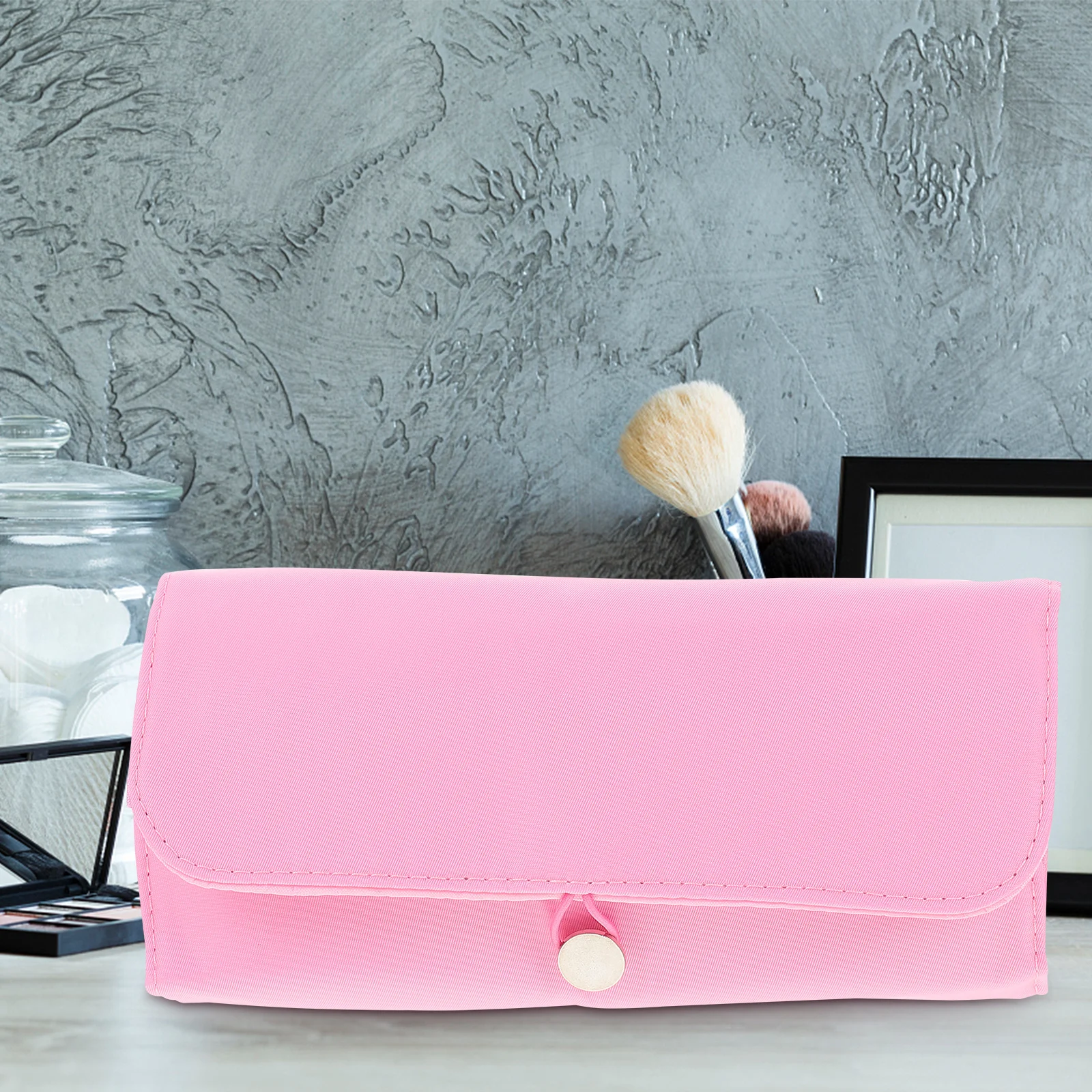 

Folding Makeup Brush Bag Smooth Hand Feel Lightweight Easy Carry Stylish Look for Travel Tool Storage Pouch Case