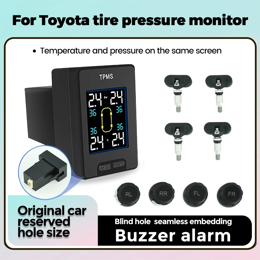 

Новые универсальные аксессуары TPMS, подходят для серии Toyota, цифровой ЖК-дисплей, чип Infineon, монитор давления в шинах Toyota