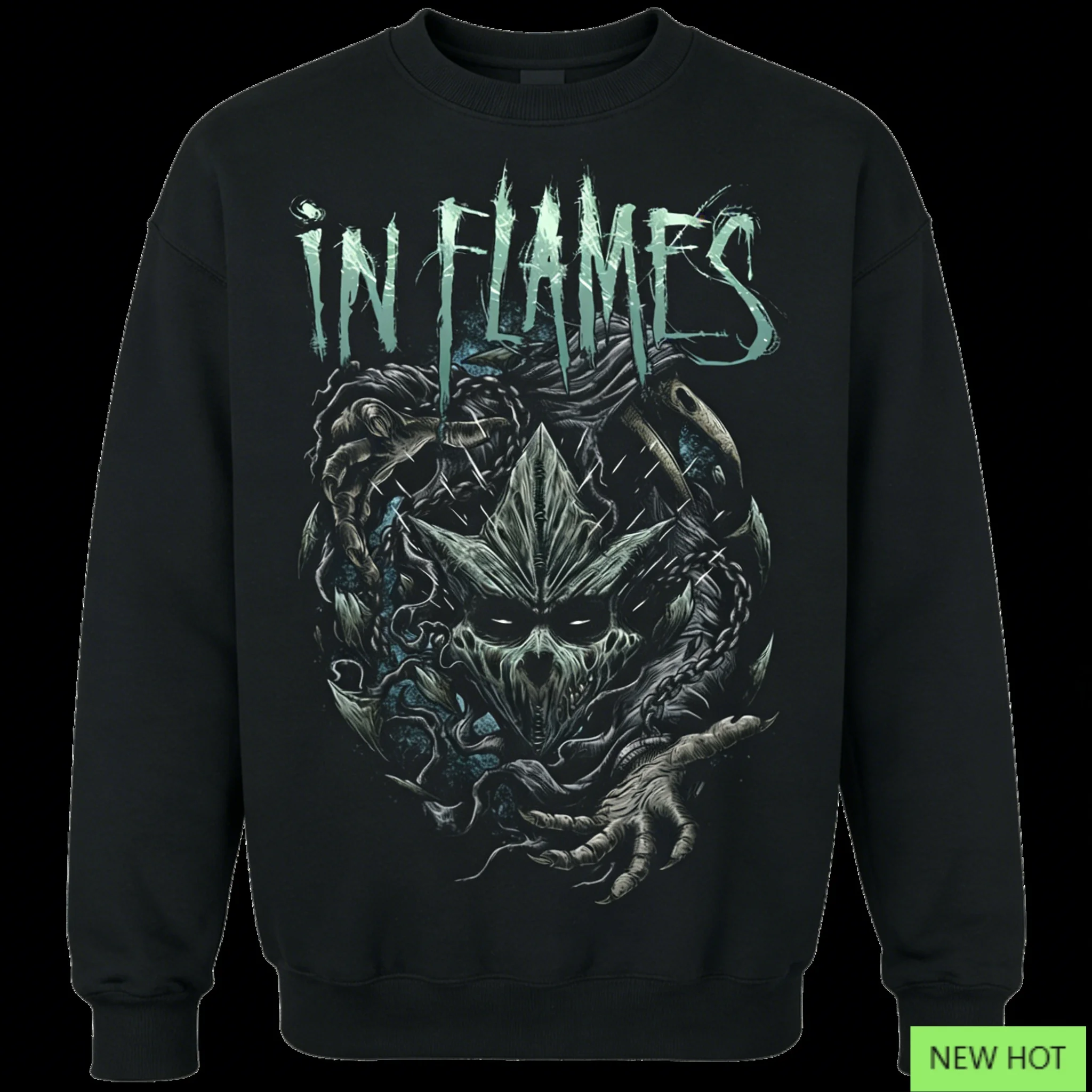 

Толстовка In Flames, темная толстовка с рисунком, черный, зеленый, с принтом, повседневная уличная одежда унисекс для любителей мелодиков смерти-металлов