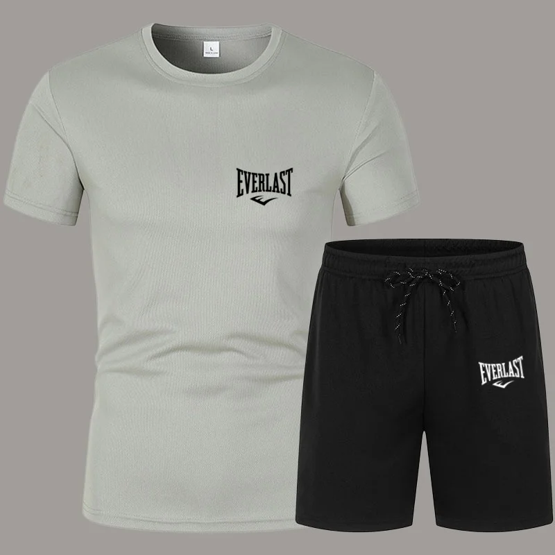 2026 New Summer Sports Set T-shirt, Fashionable Fitness Running Casual Breathable Quick-Dry Short Sleeve Two-Piece
