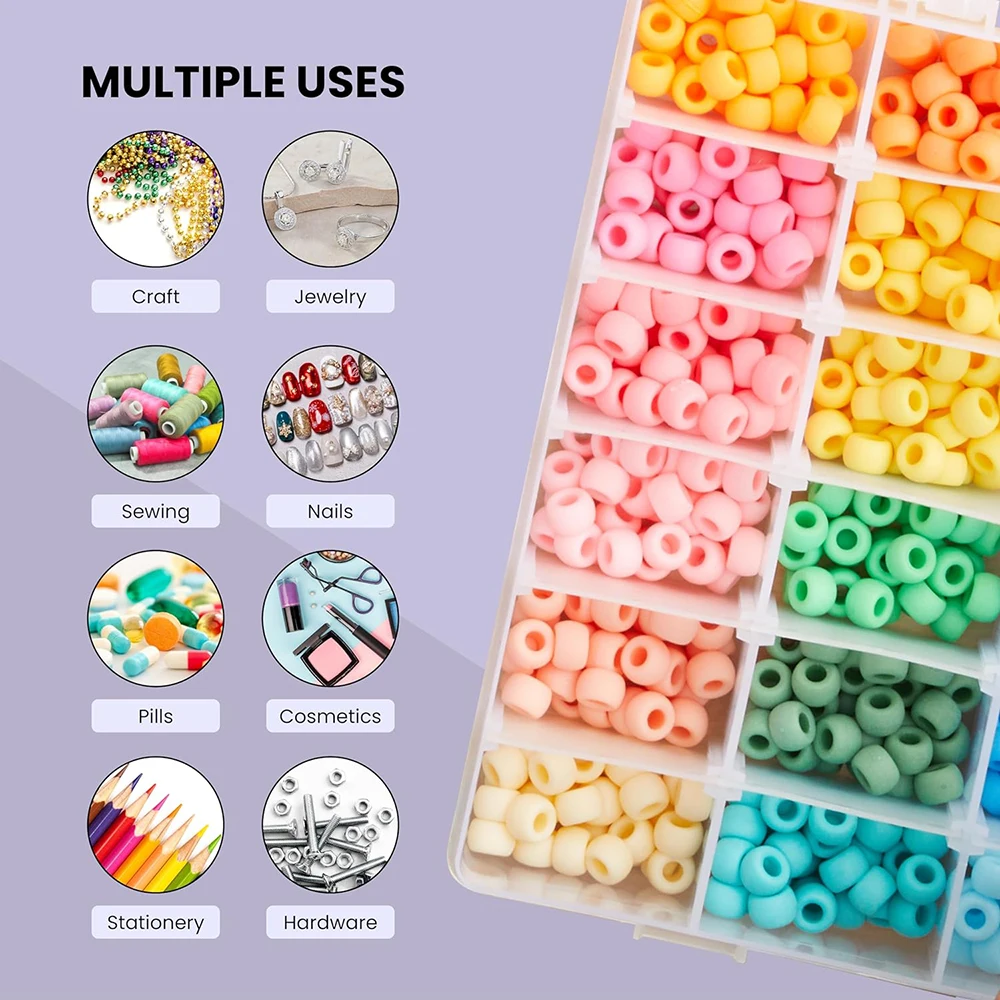 1Pack Bead Storage Organizer Box with 36 Grids and Removable Dividers Plastic Container Tray for Craft Jewelry and Earrings