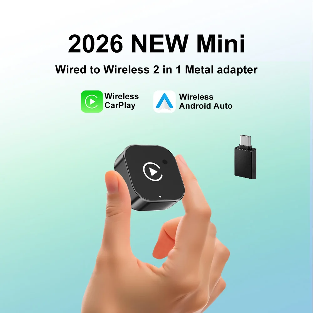 VCARLINKPLAY 2-in-1 draadloze adapter voor Android Auto/CarPlay, Bluetooth 5.4, WiFi 6, draadloze CarPlay voor auto's, Android Auto draadloos, AI Smart Carsysteem, intelligente autosystemen,