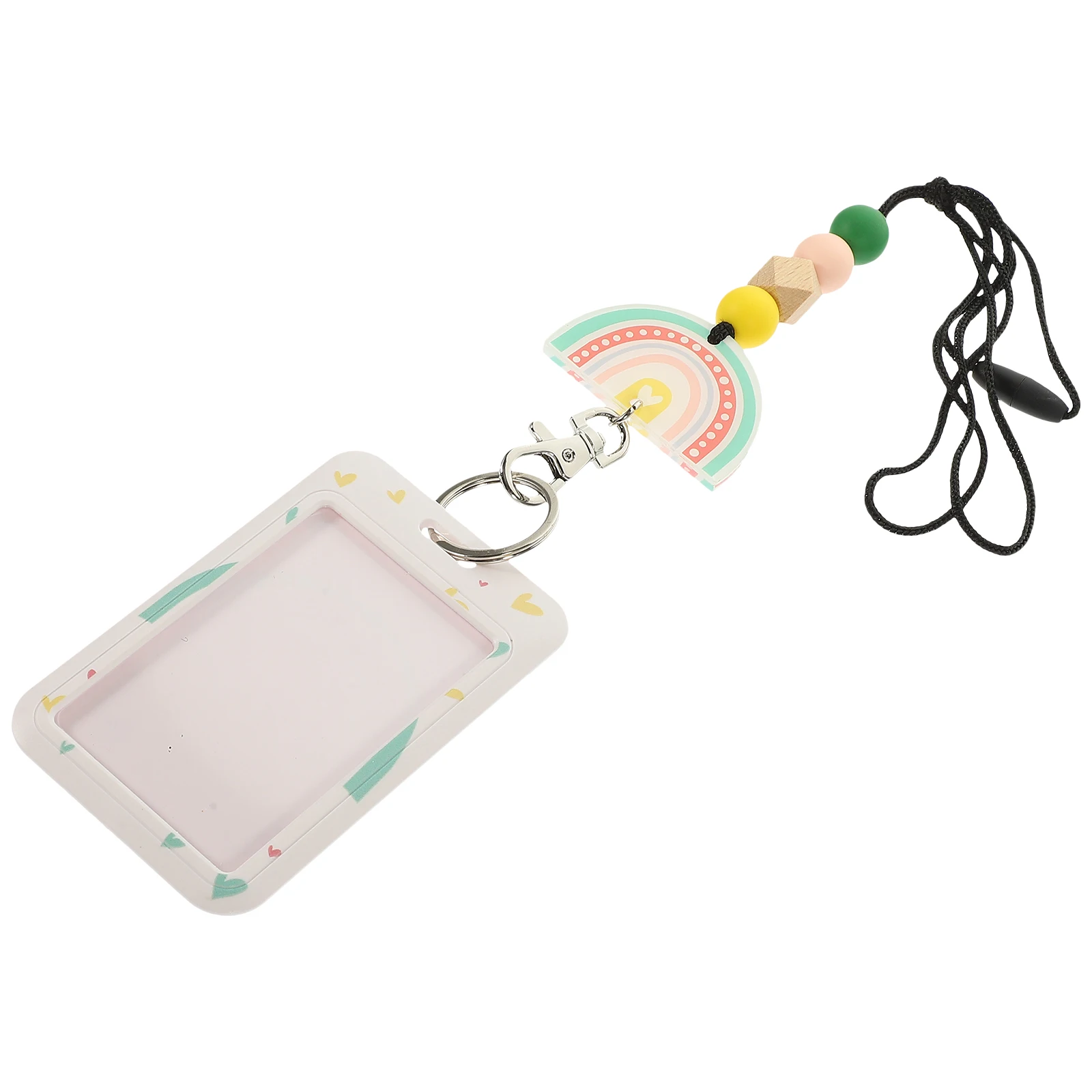 

1 set ID Card Lanyard Rainbow Zinc Alloy Badge Cover Vertical Holders Documents Storage Badges Holder
