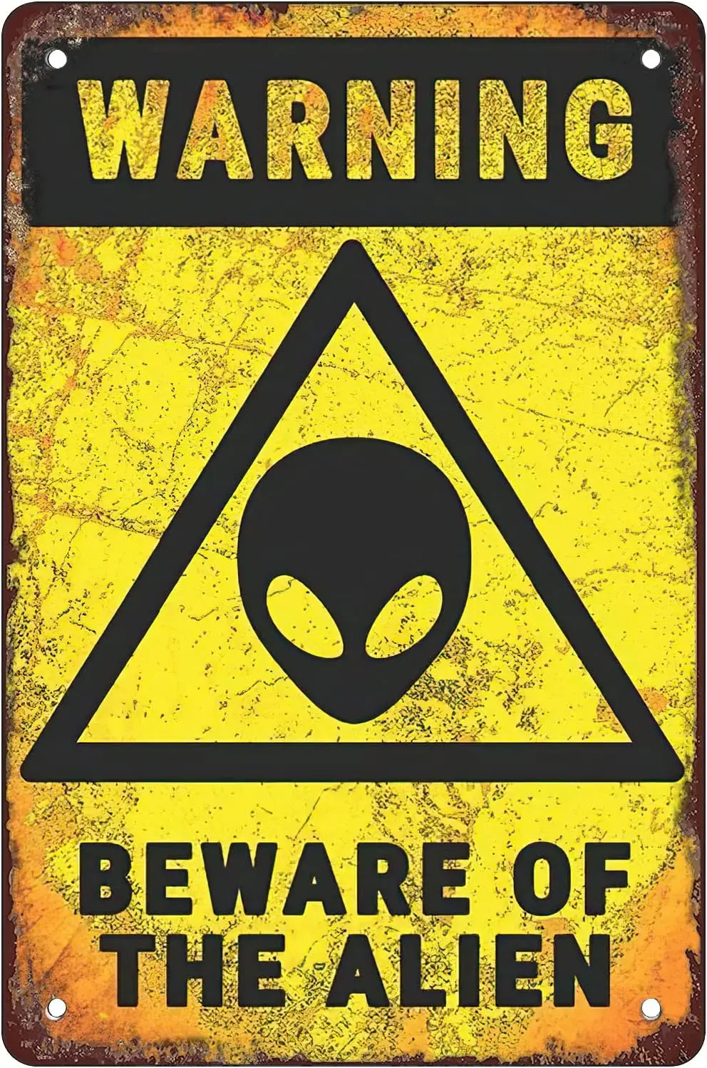 warning beware of the alien Retro Metal Sheet Signs, Wall Decoration, 8 x 12 Inches.