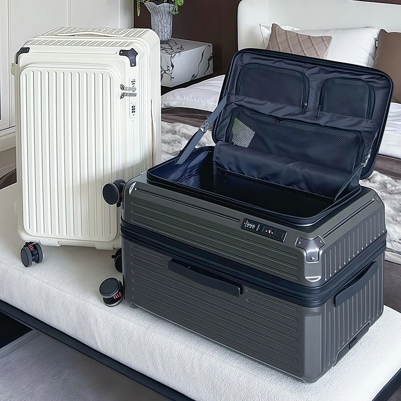 Mala de Viagem Expansível de Grande Capacidade com Tampa Lateral e Haste Retrátil para Homens e Mulheres, 20 Polegadas, Durável