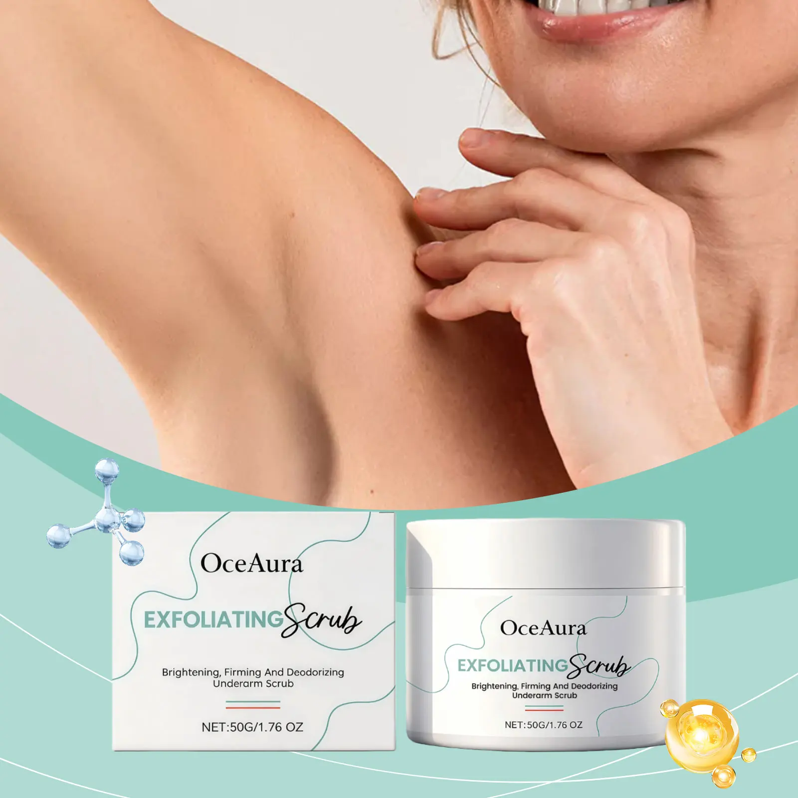 

Скраб для подмышек для чувствительной кожи, увлажняющий, очищающий, смягчающий, для удаления омертвевшей кожи, отшелушивающий скраб, 50 г