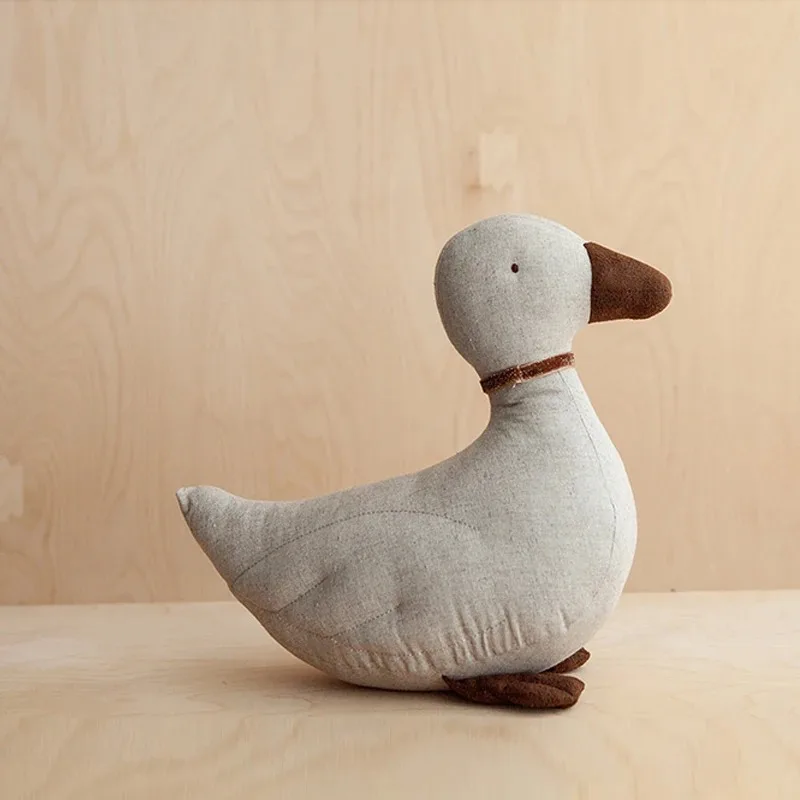 Nordic Duck Girl Soft Animal Stuffed Toy Nature Cotton Linen duckling Fabric Doll Christmas decoration nursery Crib toy