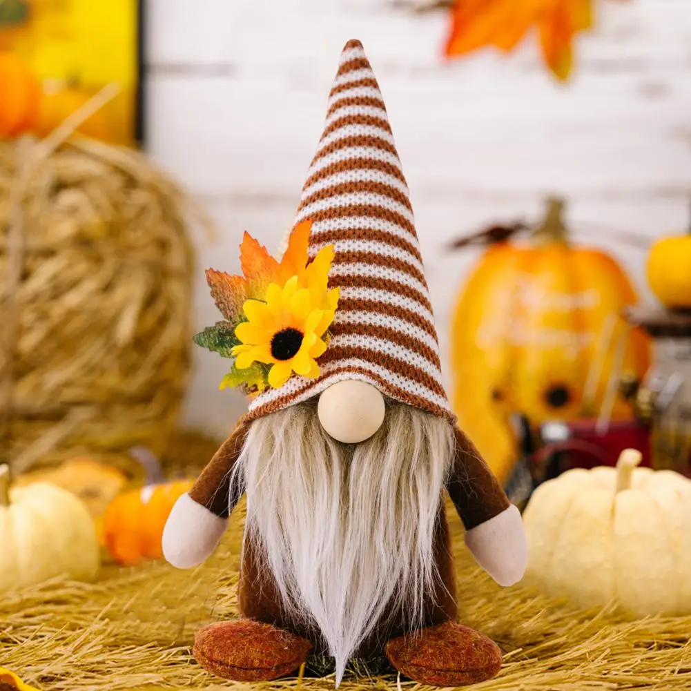 Whimsical Fall Gnome Figurine Handmade Fall Gnome Plush Doll Autumn Decorations for Home Scandinavian Farmhouse Thanksgiving