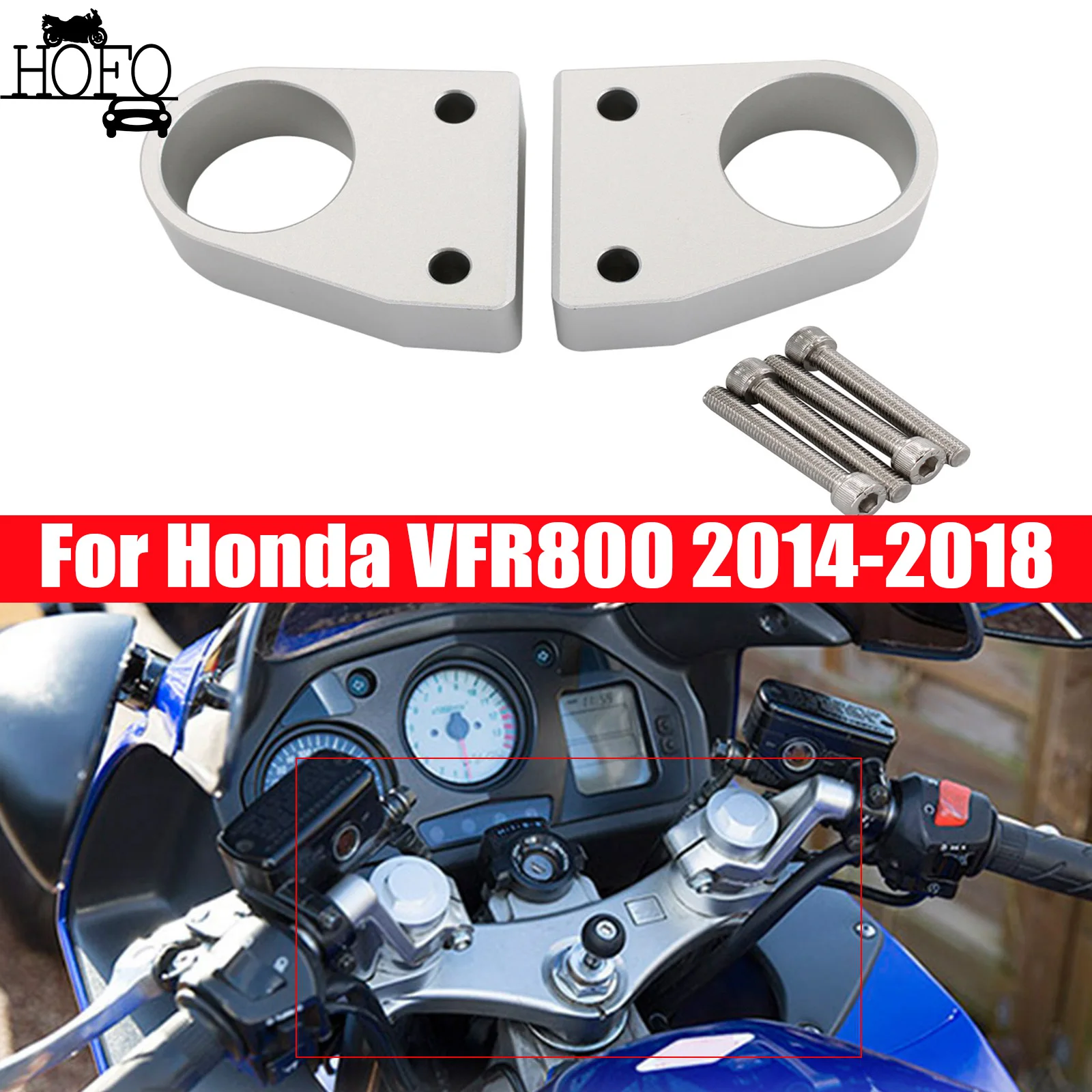 

For Honda VFR800 2014-2018 CNC HandleBars Riser Handle VFR800 Bar Offset Handlebar Risers Bar Clamp Adapter