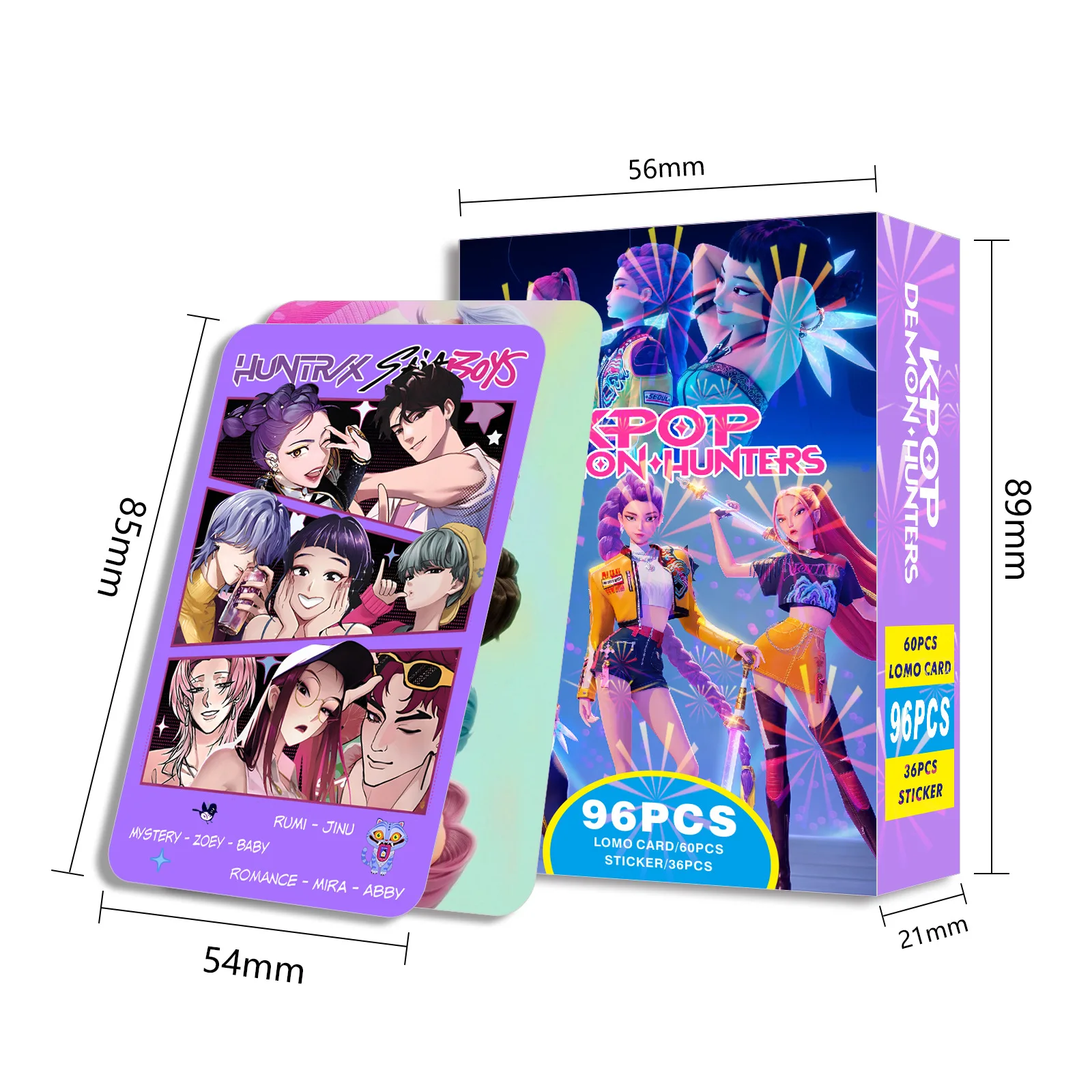 96 ชิ้น/กล่อง K-POP Demon Hunter สติกเกอร์ (36 ชิ้น) + 60 ชิ้น LOMO การ์ดอะนิเมะสะสมชุด