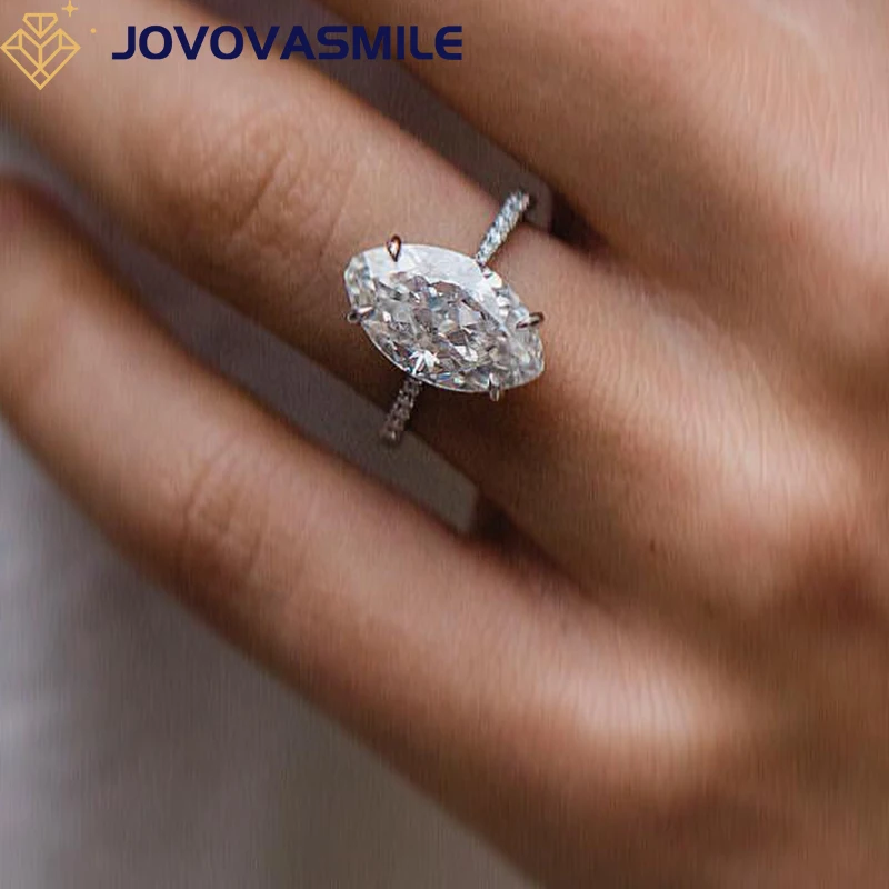 

JOVOVASMILE 4.5ct Real Moissanite Wedding Rings14.5x8mm Crushed Ice Hybrid Moval Cut 14k Gold Jewelry Real Gold Ring For Woman