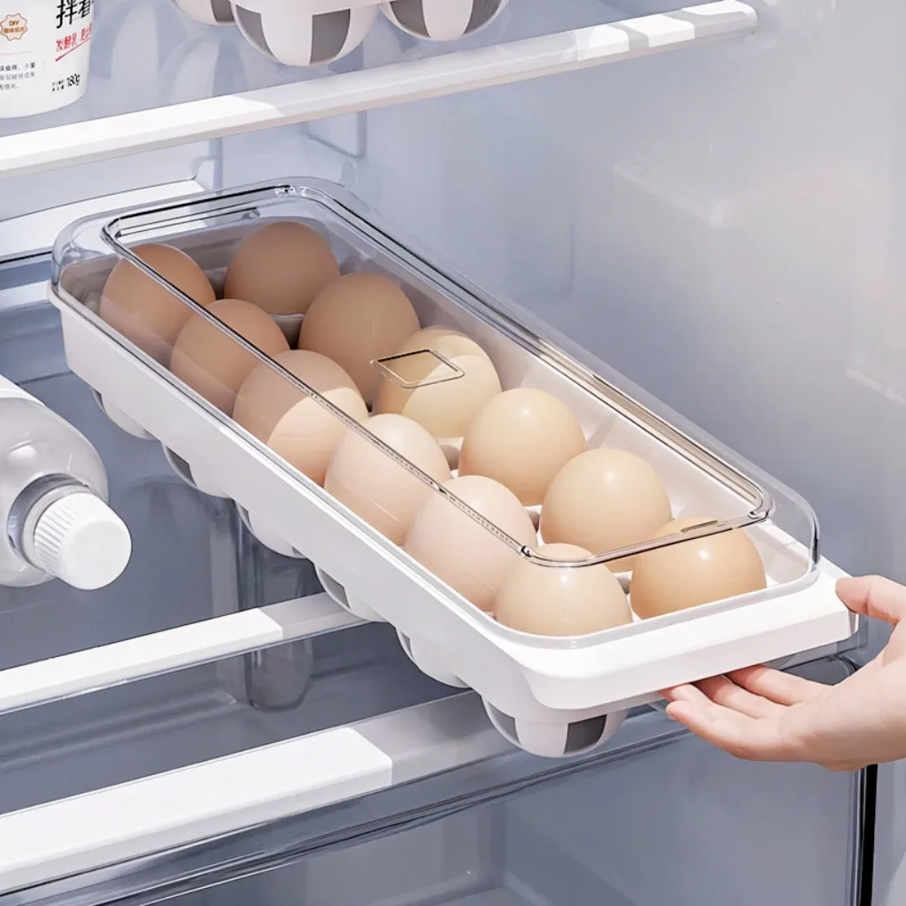 

Egg Dispenser 12 Slot Refrigerator Egg Tray Stackable Space-Saving Egg Storage Holder Plastic with Lid Fridge Egg Organizer Home