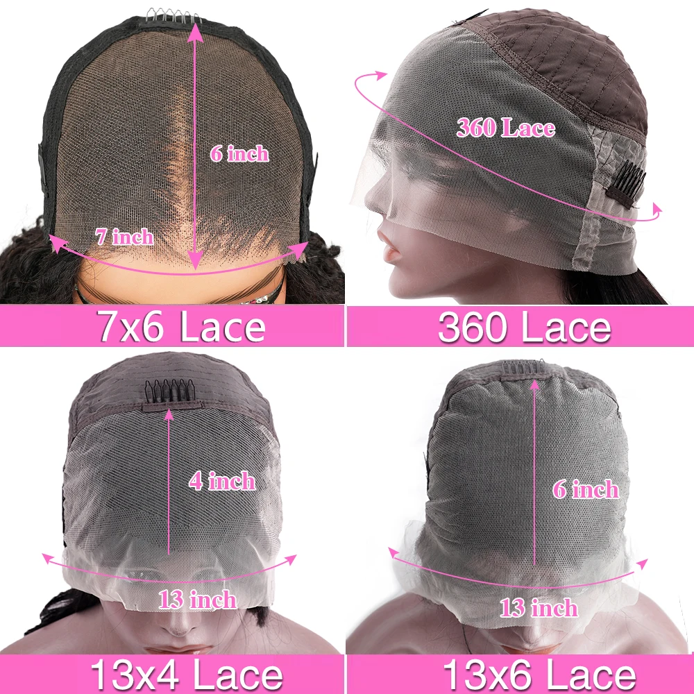 Peruca de Cabelo Humano Cacheado com Ondas Profundas 40-46 Polegadas, Densidade 220, Peruca Frontal de Renda 13x4 13x6 e Peruca Frontal Completa 360 para Mulheres Negras