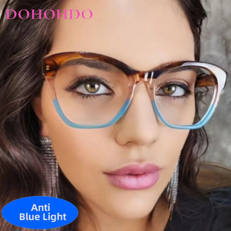 Vintage Brand Designer TR90 Big Frame Elegant Cat Eye Men Women Eyewear Reading Eye Protection Optical Anti-Blue Light Glasses - view 2