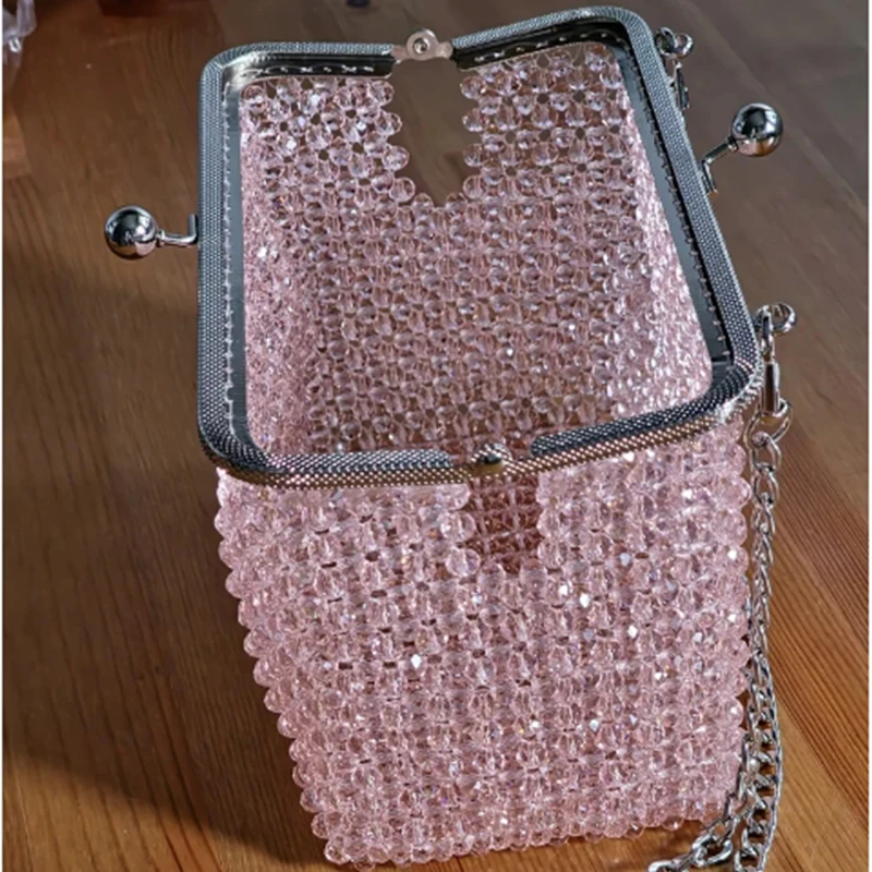 Party Banquet Handheld Clip Bag Luxury Premium Texture Sparkling Crystal Bead Making Chain Crossbody Bags Customizable Colors