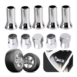 10Pcs TR414 Chrome Car Truck Tire Wheel Tyre Valve Stem Hex Caps with Sleeve Covers Auto Car Tire Valve Caps Auto Accessories