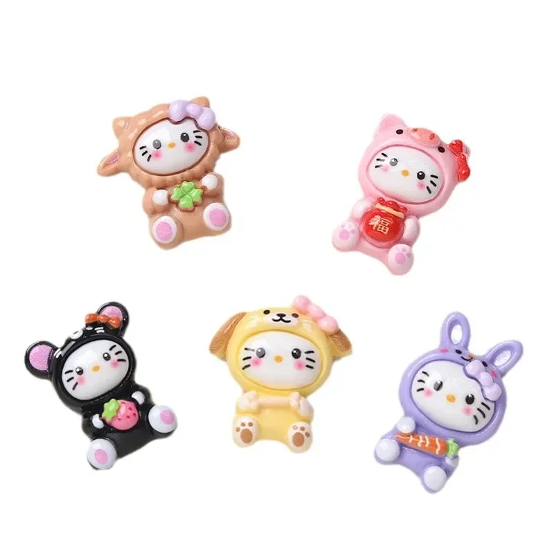 5pcs 만화 DIY 수지 액세서리 쥬얼리 조디악 새끼 고양이 수지 플랫 백 수제 머리핀 휴대 전화 케이스 신발 버클 매력