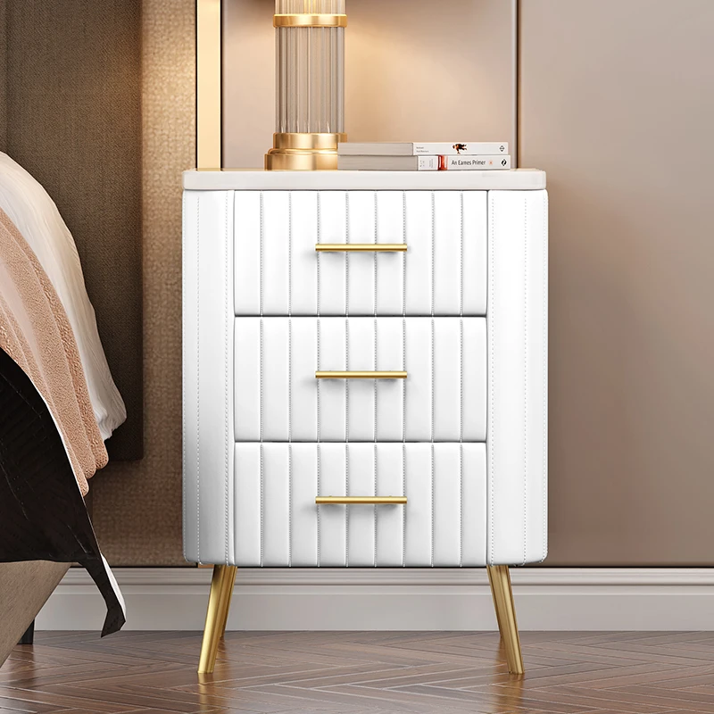 Mesita de noche de mármol, mueble de almacenamiento para dormitorio, simple y moderno, pequeño apartamento, de madera maciza