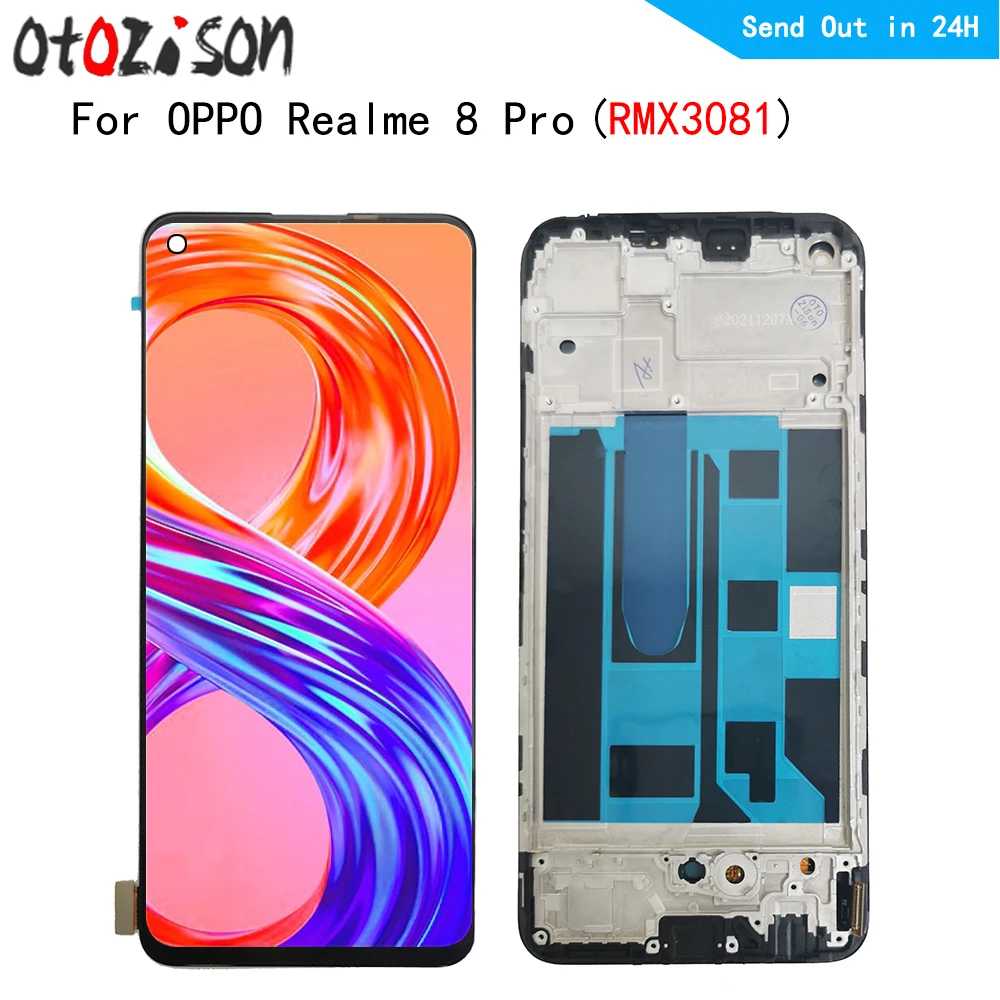 

6.4" AMOLED Screen For Oppo Realme 8 Pro RMX3081 LCD Display Screen Touch Panel Digitizer With Frame Assembly For Realme8 Pro