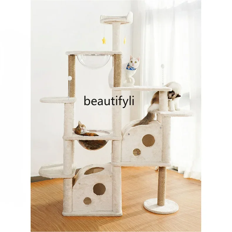 Large Multi-Layer Solid Wood Cat Climbing Frame Cat Nest Tree Integrated Jumping Platform Does Not Cover an Area