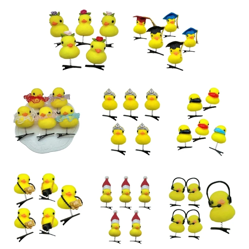 Lovely Hair Clip Duck with Camera Christmas Hat Headwear Duckling Animal Theme Hairpin Imitation Duck Barrettes