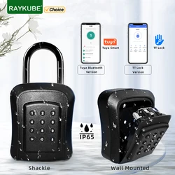 RAYKUBE IP65 Waterproof Metal Smart Wall Mount Key Lock Box Security Lock with Tuya/ TT Lock APP/Password Unlock for Key Safe