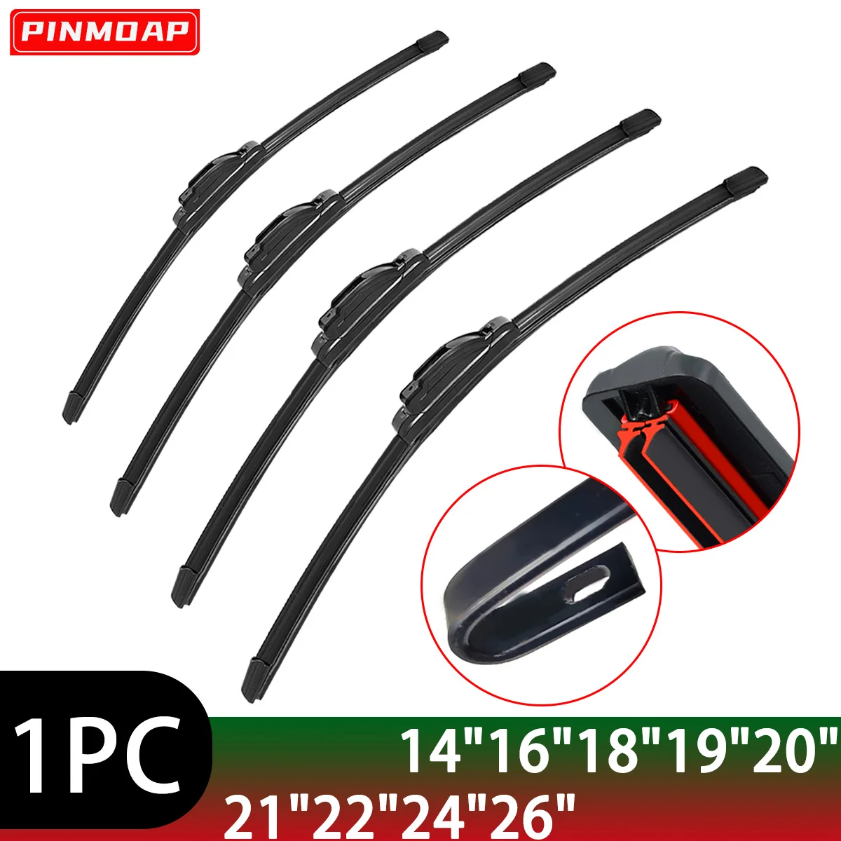 Neue Dual Gummi Streifen Auto Wischer Universal U/J Haken Hohe Qualität Stille Wischer Klinge Pinsel Zubehör 14 "16" 18 "19" 20 "21" 22 "24" 26"