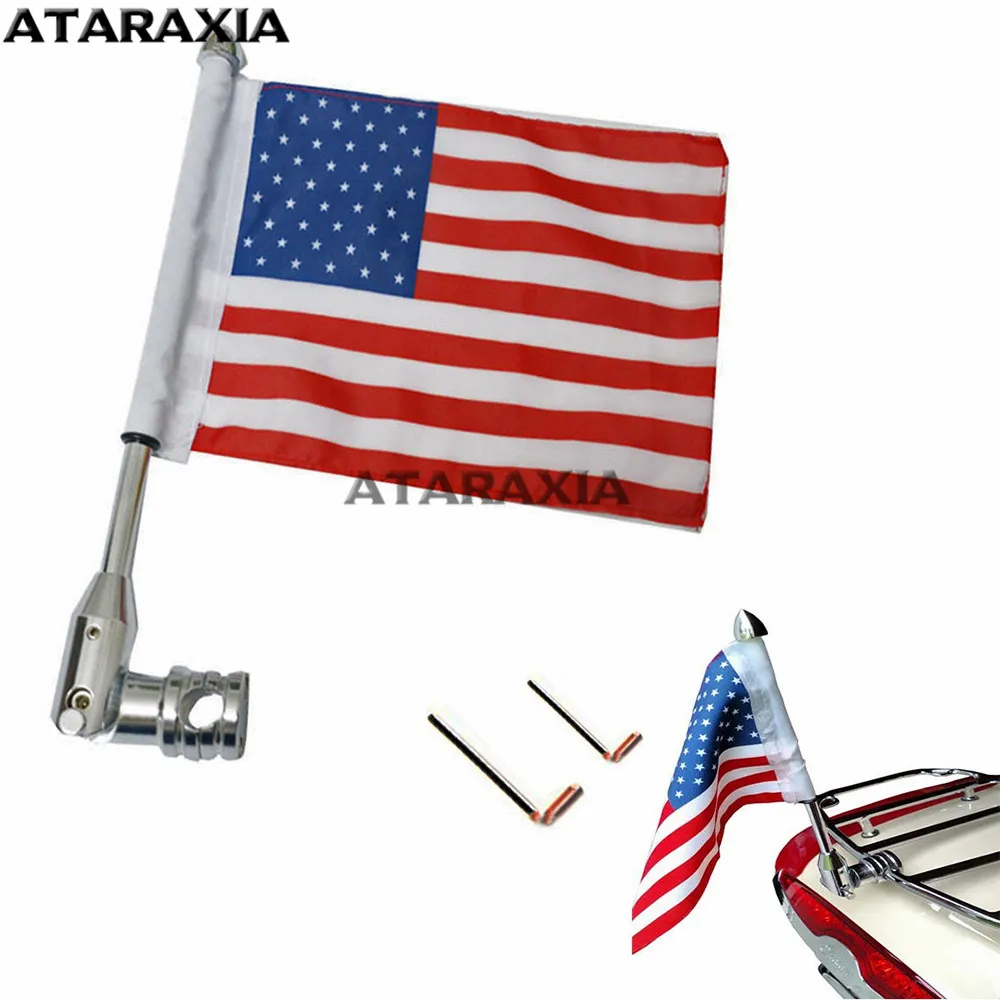 

Motorcycle Adjustable Flag Rear Mount Luggage Rack For Harley Sportster XL883 1200 Touring FLHT Road King Glide Fender Side Pole