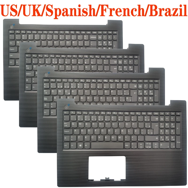 Teclado de ordenador portátil con reposabrazos, para LENOVO, V130-15, V130-15IGM, con cubierta superior, inglés, Reino Unido, español, SP, francés, FR, Brasil, BR