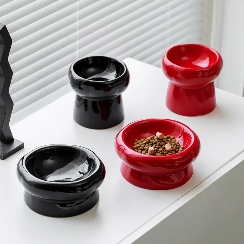 

Pet Ceramic Bowl Elevated Reaised Cat Food Water Bowls Small Dogs Drinking Eating Feeding Supplies