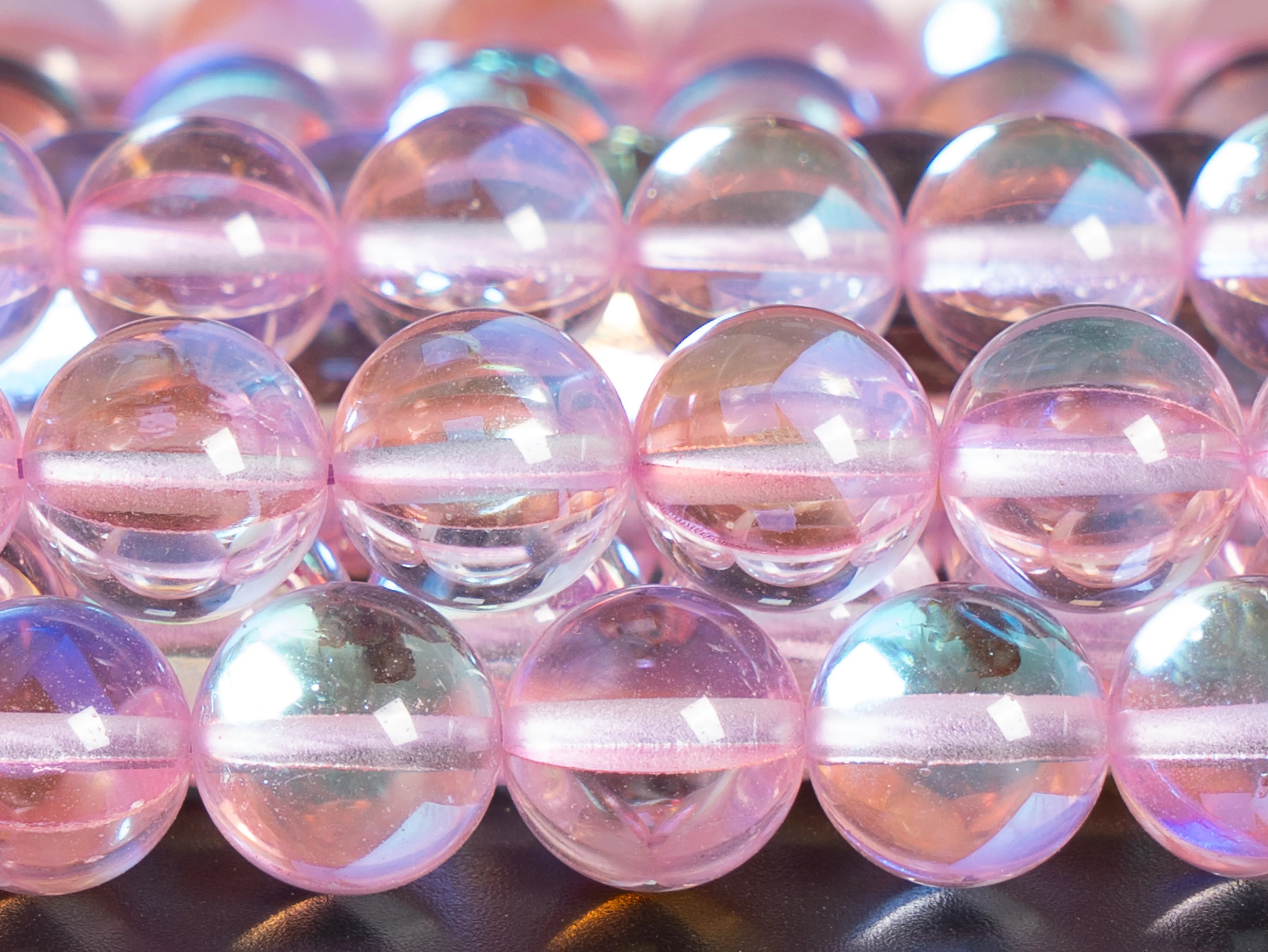 Baby Pink Mystic Aura Quartz Beads Round Loose Beads Round Size Options 6/8/10/12mm for Jewelry Making