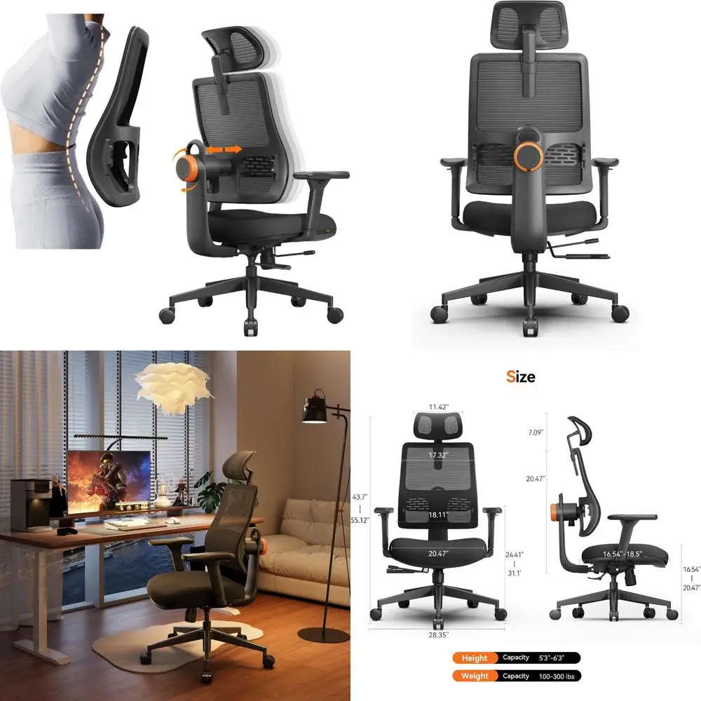 كرسي مكتب مريح عالي الظهر مع دعم قطني متكيف وميزات قابلة للتعديل #1