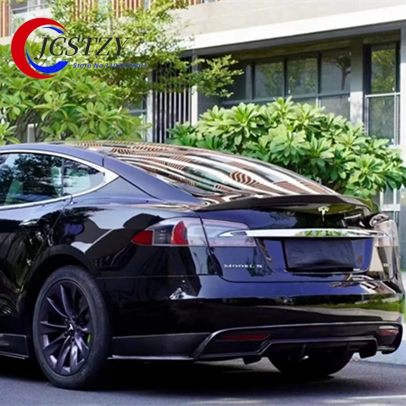 Carbon Fiber unpainted bright black Rear Wing Spoiler for Tesla Model S Sendan 4 Door 2014 2015 2016