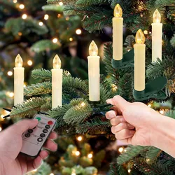 10PC Flameless Taper Candles with Timer Remote Clip On LED Candle Lights for Christmas Tree Battery Operated LED Window Candles