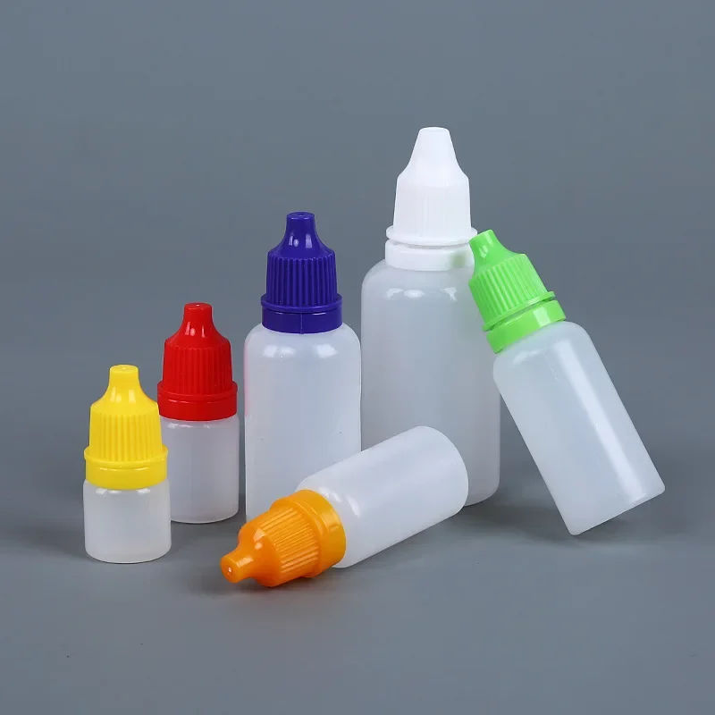 

50Pcs PET Plastic Empty Dropper Bottle 5/10/15/20ml Refillable Squeezable Dropper Bottles Eye Liquid Bottle With Colorful Cap