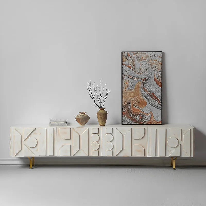 Beige Sitting Room Tv Cabinet Decoration Drawers White Storage Tv Cabinet Apartments Lounges Mueble De Tv Furniture For Home