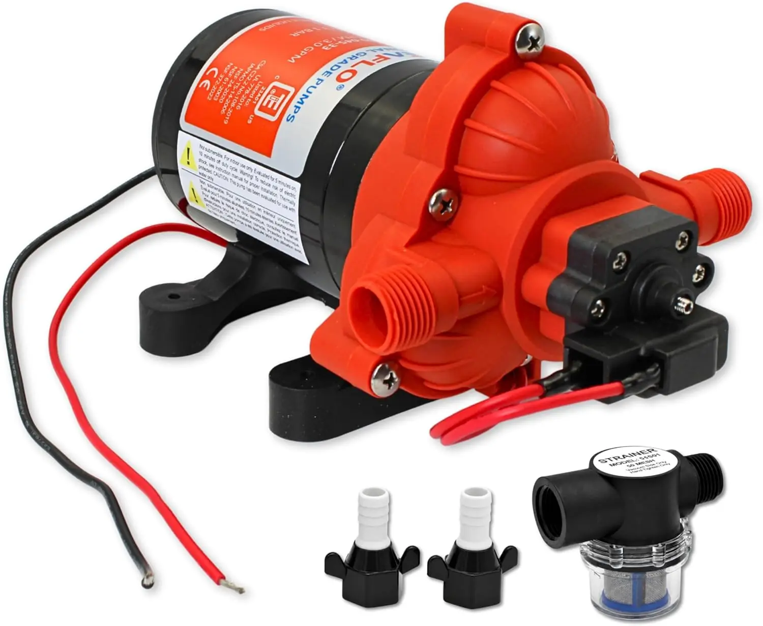 

12V DC Diaphragm Pump 3.0 GPM 45 PSI Self-Priming with Pressure Switch for Marine RV Water Systems