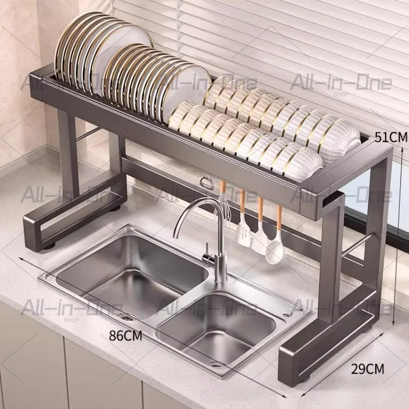 New Dish Drying Rack Kitchen Over The Sink Dish Drain Rack Utensil Holder Sink Stainless Steel Matt Black