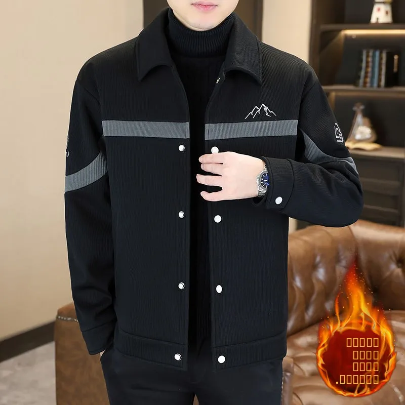 

Men's Fce Lined Casual Jaet Stand Collar Oversized Fit PU Leather Inner Wear Thin Winter Sle Cleanfit M Outerwear