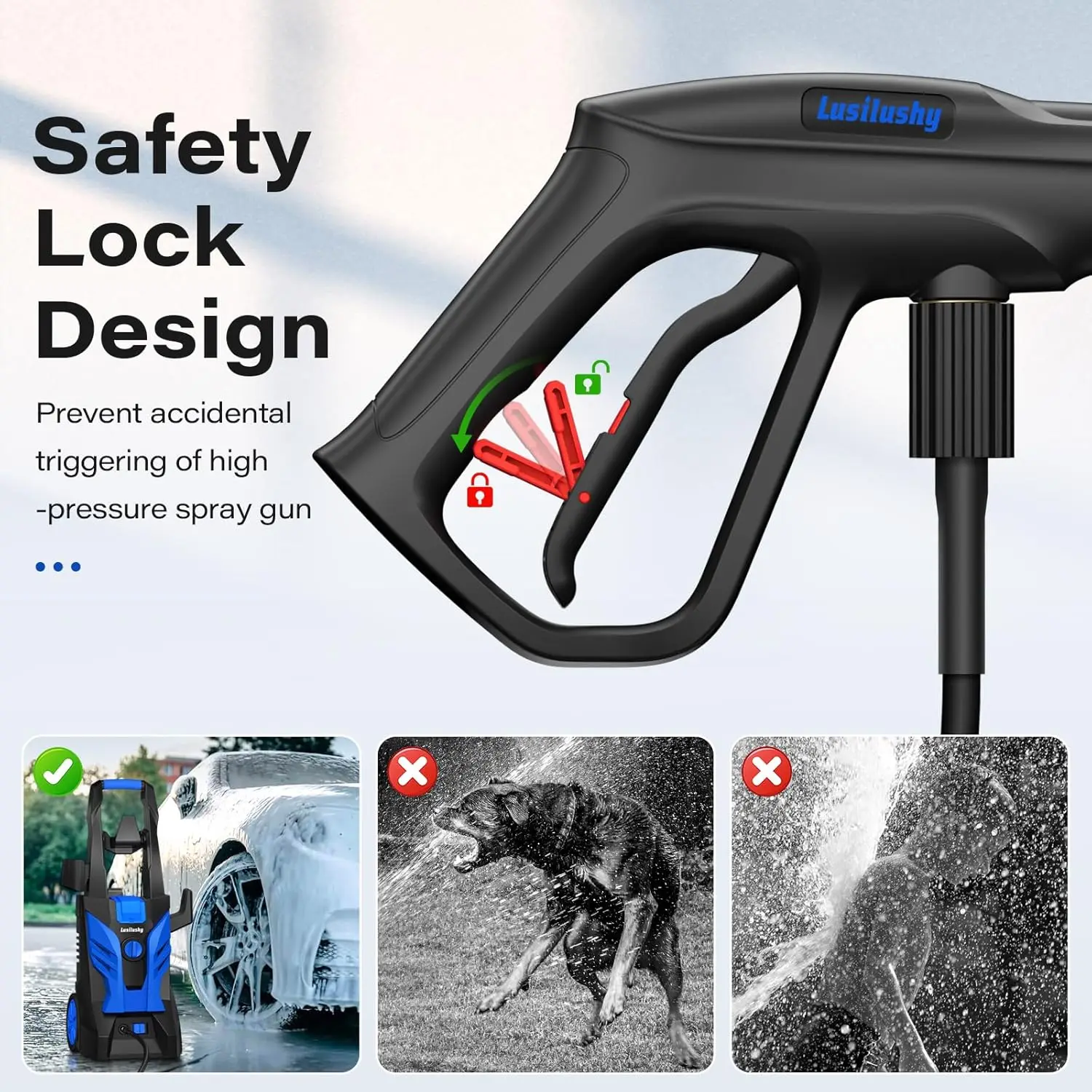 고압 세척기 4개의 노즐과 폼 캐논 포함 자동차, 진입로, 울타리, 파티오, 가정 청소용