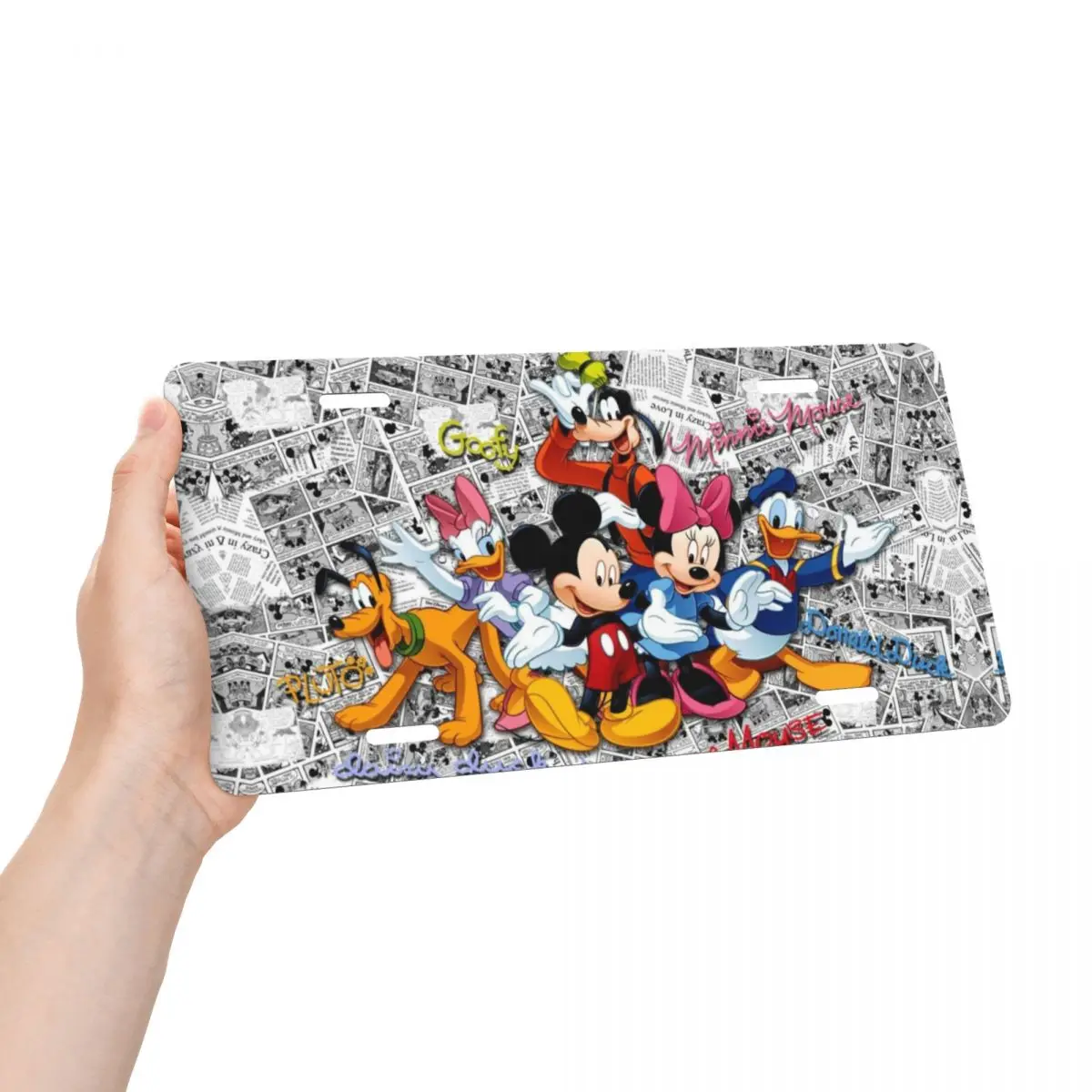 مخصص ميكي ماوس خلفية الكرتون لوحة ترخيص الغرور العلامة الزخرفية سيارة الجبهة لوحة ترخيص 12x6 بوصة