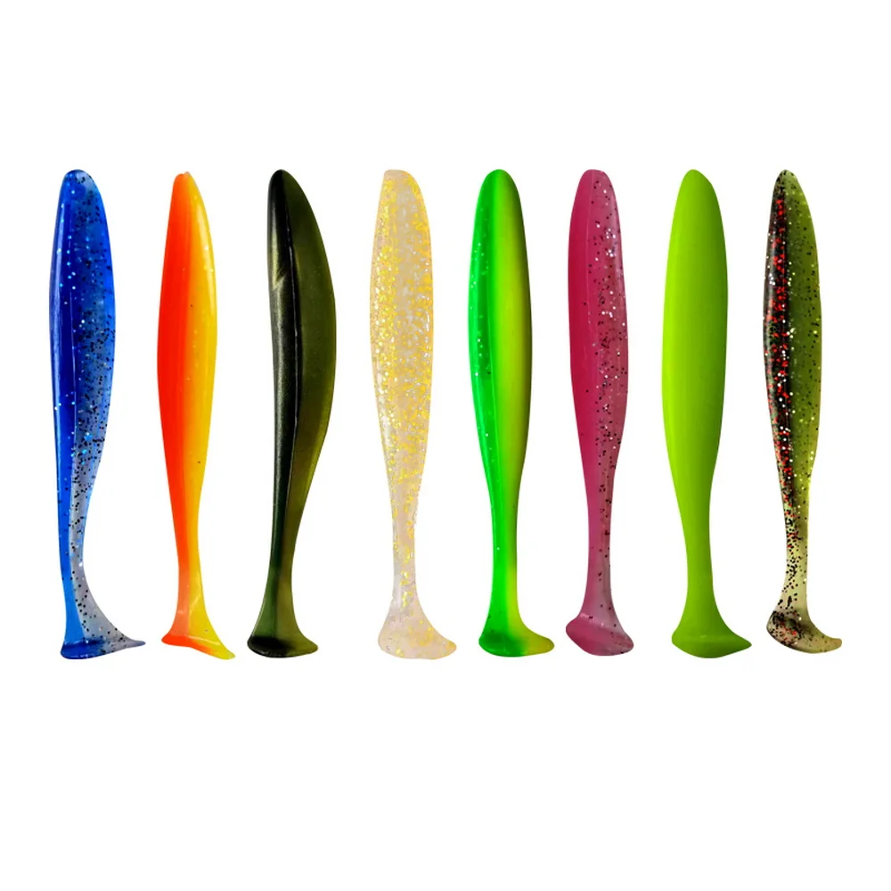 Isca de pesca 55mm 70mm 90mm T Cauda Worm Isca Macia Jigging Wobblers Enfrentar Pike Baixo Silicone Artificial Swimbait