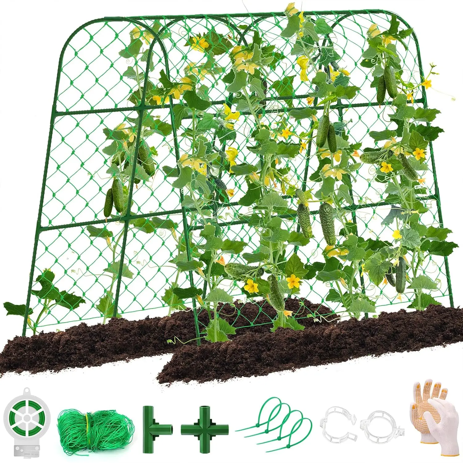 

Опора для огурцов для приподнятых грядок, U-образная садовая арка для вьющихся растений на открытом воздухе, регулируемая металлическая арка для овощей